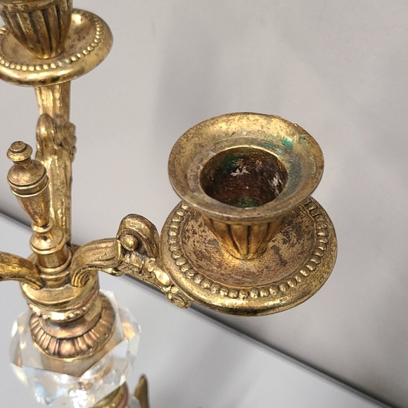 Vintage Brass Swan Base 3 Arm Candelabra 15" - Picture 8 of 12